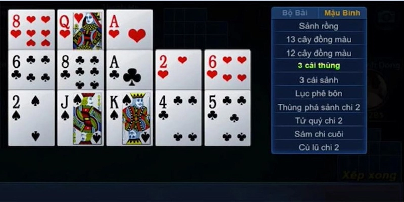 Cách chơi game mậu binh Các thế bài trong cách chơi game mậu binh